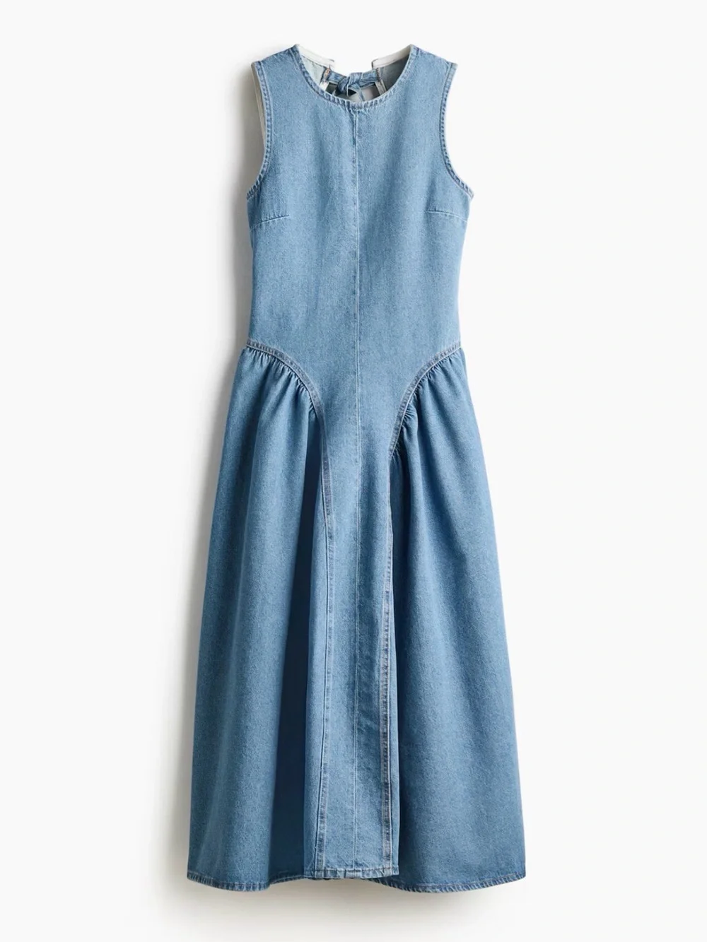 H & M Open Back Sleeveless Blue Denim Midi Dress - Picture 5 of 6